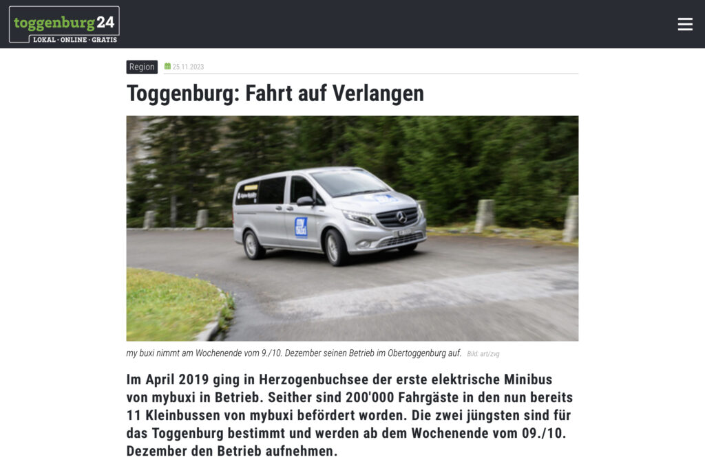 Medienbericht: „Toggenburg: Fahrt auf Verlangen“