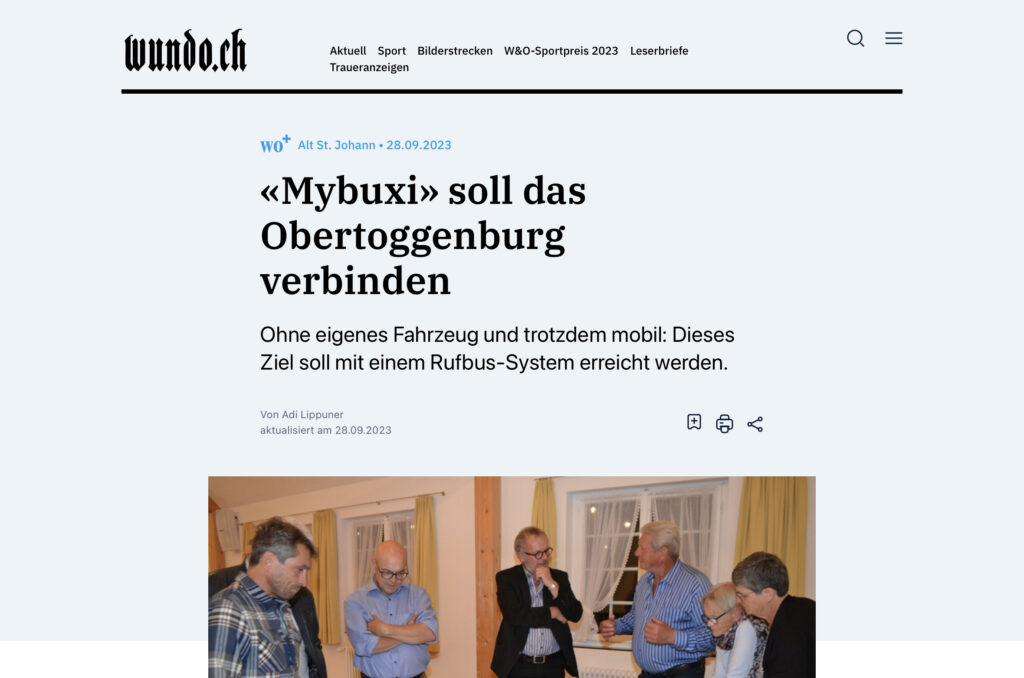 Medienbericht: „«Mybuxi» soll das Obertoggenburg verbinden“